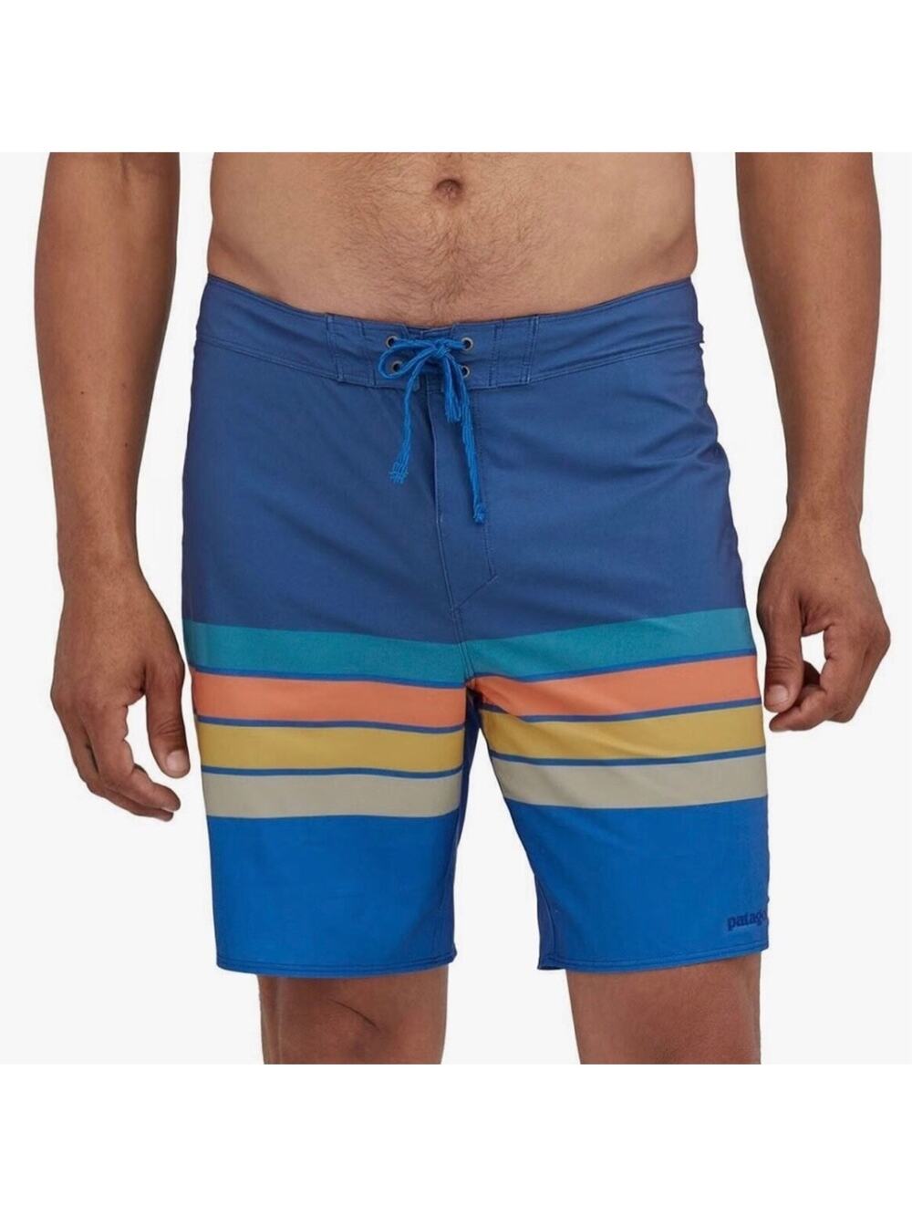PATAGONIA Hydropeak 18" Boardshorts Blue Retro Stripe 42
